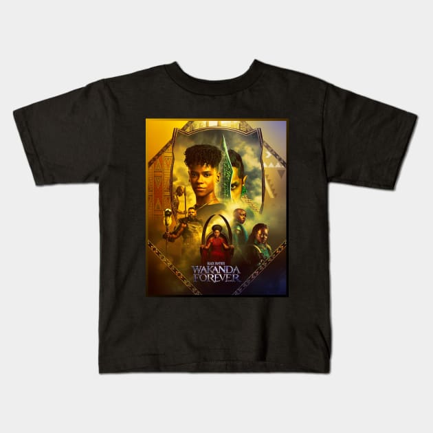 Wakanda Forever Kids T-Shirt by SecretGem